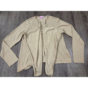 Lilly Pulitzer Metallic Sparkly Gold Cardigan Sweater Size Medium